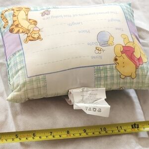 Disney Winnie the Pooh Pillow - Green and White Crib Pillow Dust Ruffle